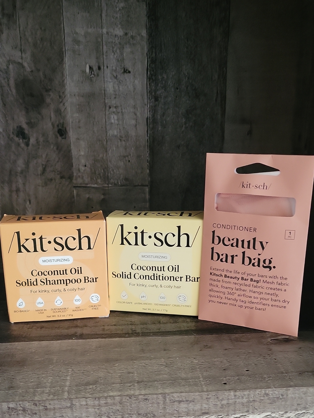 Kitsch Beauty Bar Bag & Coconut Oil Solid Conditioner/Shampoo Set